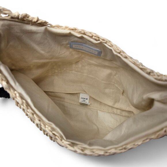 Janie and Jack Straw Pom Pom Trim Handbag Youth Rounded Strap Fun Plush - Picture 5 of 7